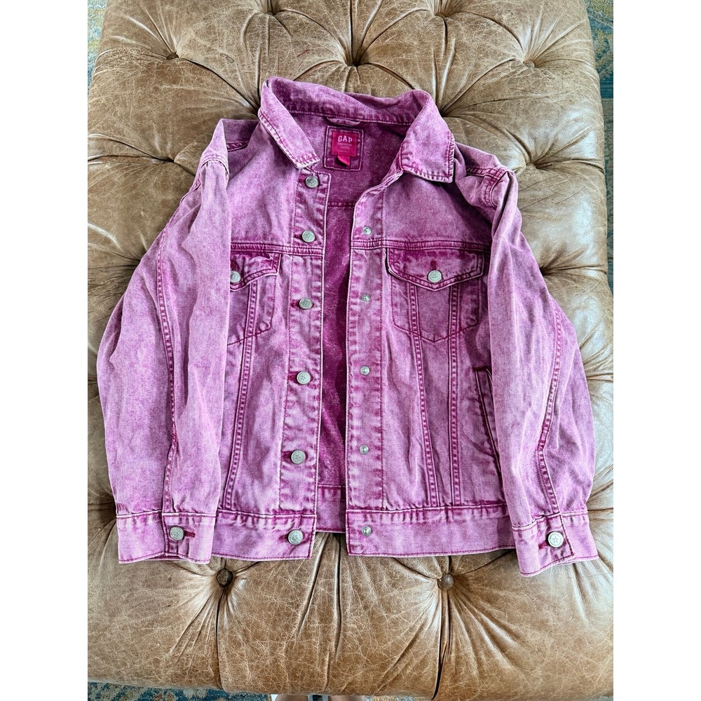 GAP x American Girl Pink Acid Wash Denim Jacket Girls L Collaboration